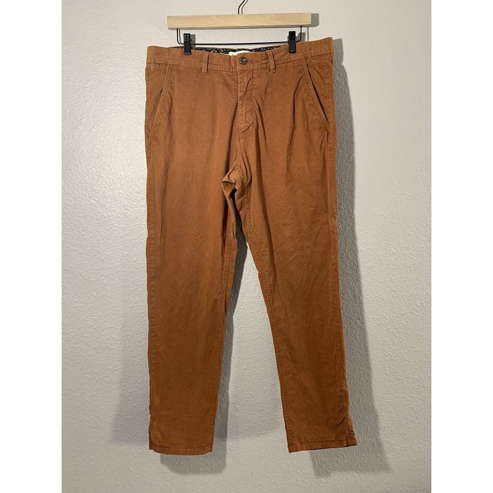 Denim & Flower Ricky Singh Men's Brown Chino‎ Slim Fit Power Stretch Pants 36